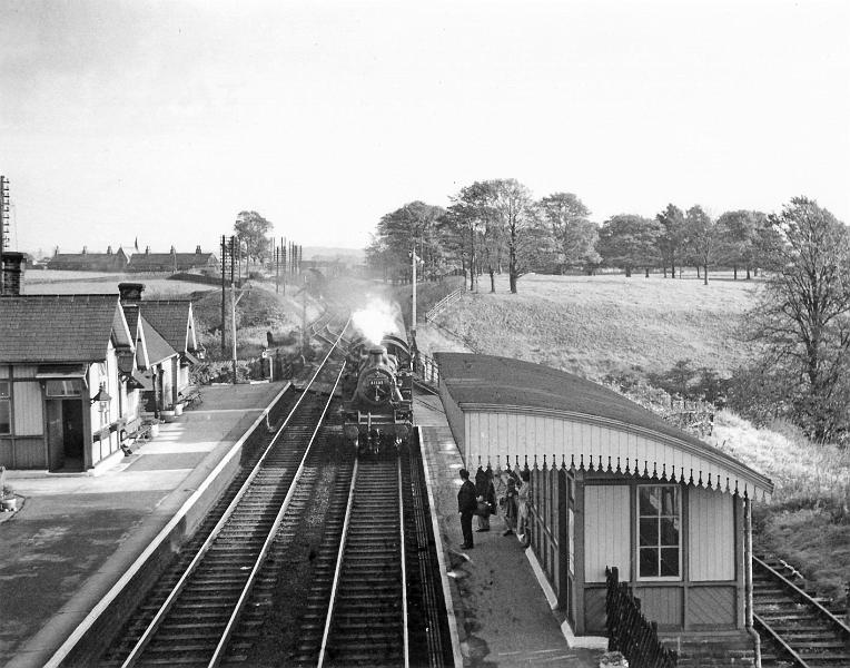 Loco 41205.jpg - Number  41205  Ivatt Class 2. Built in Dec 1946 Photographed on 6th Oct 1956, with a stopping train from Bradford to Hawes. this 2-6-2 tank engine was the fifth in the class to be built at Crewe  for the LMS Railway.  The Ivatt Class 2MT-A  was designed by George Ivatt for light mixed traffic.  A total of 130 were built at Crewe and Derby between 1946 & 1952. On the formation of BR in 1948 it was shedded at Hellifield.  Its last shed was Bank Hall. Withdrawn from service in Feb 1964 & disposed of in Jan 1965.